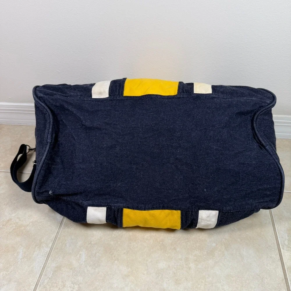 Vintage 1985 Tommy Hilfiger Duffle Bag Large Navy Yellow Denim Travel